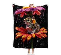 Dozrmey Coperta Plaid Matrimoniale 180x200 Criceto Sui Fiori, Morbido Durevole Peluche Coperte Copriletti per Letto Divano Soggiorno, Termica Copridivano in Microfibra Morbida (180x200 cm)