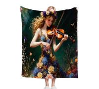 Dozrmey Coperta Versatile per Interni Ragazza con Violino, Dimensioni 180x200 cm, Superficie Morbida su Entrambi i Lati, Copertura Completa per Massimo Comfort, Resistente e lavabile N370