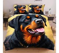 Dozrmey Copripiumino Matrimoniale 220x240 Cane Nero, Accogliente Set di Biancheria da Letto 3 Pezzi, Copripiumini 220x240 per Bambini/Adulti con Cerniera e 2 Federe 50x80,A2