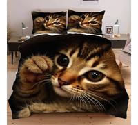 Dozrmey Copripiumino Matrimoniale 240x260 Animali Gatto, Copripiumini In Morbido Microfibra per Bambino, Set di Biancheria da Letto Matrimoniale con 1 Copri Piumone e 2 Federe,8