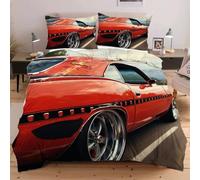 Dozrmey Copripiumino Matrimoniale 240x260 Auto Rossa, Copripiumini In Morbido Microfibra per Bambino, Set di Biancheria da Letto Matrimoniale con 1 Copri Piumone e 2 Federe