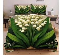 Dozrmey Copripiumino Matrimoniale 240x260 Fiori Bianchi, Copripiumini In Morbido Microfibra per Bambino, Set di Biancheria da Letto Matrimoniale con 1 Copri Piumone e 2 Federe,4