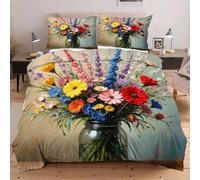Dozrmey Copripiumino Matrimoniale 240x260 Fiori Colorati, Copripiumini In Morbido Microfibra per Bambino, Set di Biancheria da Letto Matrimoniale con 1 Copri Piumone e 2 Federe,12