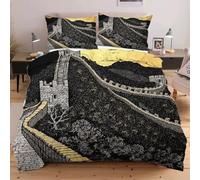 Dozrmey Copripiumino Matrimoniale 240x260 Grande Muraglia Nera, Copripiumini In Morbido Microfibra per Bambino, Set di Biancheria da Letto Matrimoniale con 1 Copri Piumone e 2 Federe