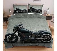 Dozrmey Copripiumino Matrimoniale 240x260 Motocicletta, Copripiumini In Morbido Microfibra per Bambino, Set di Biancheria da Letto Matrimoniale con 1 Copri Piumone e 2 Federe