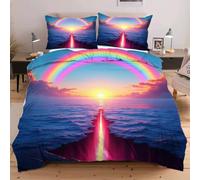 Dozrmey Copripiumino Matrimoniale 240x260 Paesaggio Arcobaleno, Copripiumini In Morbido Microfibra per Bambino, Set di Biancheria da Letto Matrimoniale con 1 Copri Piumone e 2 Federe,2