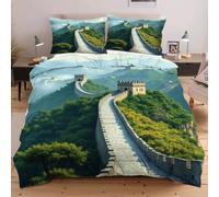 Dozrmey Copripiumino Matrimoniale 240x260 Paesaggio Della Grande Muraglia, Copripiumini In Morbido Microfibra per Bambino, Set di Biancheria da Letto Matrimoniale con 1 Copri Piumone e 2 Federe,1