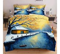 Dozrmey Copripiumino Matrimoniale 240x260 Paesaggio Dipinto a Olio, Copripiumini In Morbido Microfibra per Bambino, Set di Biancheria da Letto Matrimoniale con 1 Copri Piumone e 2 Federe,A1