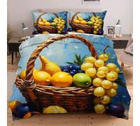 Dozrmey Copripiumino Singolo 135x200 Cesto di Frutta, 3 Pezzi Set di Biancheria da Letto Matrimoniale per Bambini/Adulti, Copripiumini 135x200 con Cerniera e 2 Federe 50x80