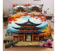 Dozrmey Copripiumino Singolo 150x200 Casa Dipinta a Olio, Copripiumini In Microfibra con Cerniera, Biancheria da Letto per Bambini e Adulti 1 Copripiumino 150x200 + 2 federe 50x80,A1