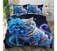 Dozrmey Copripiumino Singolo 150x200 Gatto Grigio Chiaro, Set Copripiumino Singolo per Camera da Letto e Ospiti, Traspirante Copripiumini in Microfibra con Cerniera Invisibile e 2 Federe,AQ2895