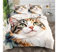Dozrmey Copripiumino Singolo 150x200 Gatto Grigio, Set Copripiumino Singolo per Camera da Letto e Ospiti, Traspirante Copripiumini in Microfibra con Cerniera Invisibile e 2 Federe,AQ1449
