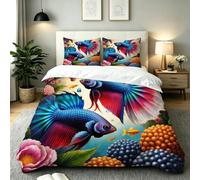 Dozrmey Copripiumino Singolo 150x200 Pesce Blu, Set Copripiumino Singolo per Camera da Letto e Ospiti, Traspirante Copripiumini in Microfibra con Cerniera Invisibile e 2 Federe, AE759