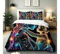 Dozrmey Copripiumino Singolo 150x200 Quadro Blu, Set Copripiumino Singolo per Camera da Letto e Ospiti, Traspirante Copripiumini in Microfibra con Cerniera Invisibile e 2 Federe, AW9141