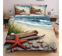 Dozrmey Copripiumino Una Piazza e Mezza 200x200 Stella Marina Rossa, Set di Biancheria da Letto in Microfibra, Copripiumini 200x200 cm con 2 Federe 50x80 cm per Bambini Adulti,A1