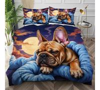 Dozrmey Copripiumino Una Piazza e Mezza Cane Giallo, Morbido Copripiumino 200x200 in Microfibra con Cerniera, Copri Piumino Una Piazza e Mezza con 2 Federe per Camera da Letto,AQ1930