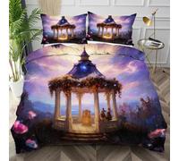 Dozrmey Copripiumino Una Piazza e Mezza Gazebo Colorato, Morbido Copripiumino 200x200 in Microfibra con Cerniera, Copri Piumino Una Piazza e Mezza con 2 Federe per Camera da Letto Q2320