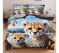 Dozrmey Ensemble di Lenzuola 3 Pezzi 200x200 Animale Leopardo, Copripiumino + 2 Federe, Microfibra Lusso con Stampa 3D a Doppio Faccia, Soyoso al Tocco, Resistente alle Sbiaditure F292