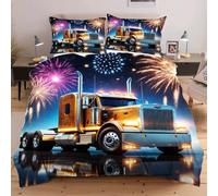 Dozrmey Ensemble di Lenzuola 3 Pezzi 200x200 Camion, Copripiumino + 2 Federe, Microfibra Lusso con Stampa 3D a Doppio Faccia, Soyoso al Tocco, Resistente alle Sbiaditure F342