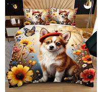 Dozrmey Ensemble di Lenzuola 3 Pezzi 200x200 Cane Marrone, Copripiumino + 2 Federe, Microfibra Lusso con Stampa 3D a Doppio Faccia, Soyoso al Tocco, Resistente alle Sbiaditure H96-