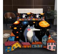 Dozrmey Piumino 240x260 | Lupo Cartone Animato, Set con 2 Federe in Microfibra, Imbottitura in Cotone, Cotone 200 GSM, Perfetto per Famiglie con Bambini, Calore e Comfort Senza Confini C304