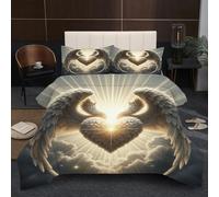 Dozrmey Piumino e Federe 220x200 cm | Ali Bianche, Microfibra Soffice, Completo di 2 Federe 50 x 80 cm, Stampa 3D, per Camera Padronale, Cotone 200 GSM, Imbottitura in Cotone B354