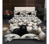 Dozrmey Piumino Singolo 135x200 cm | Pecora Nera e Pecora Bianca, Morbida Microfibra con 2 Federe, Utilizzo Tutto l'Anno, Facilità di Cura, Praticità Assoluta per la Vita Quotidiana