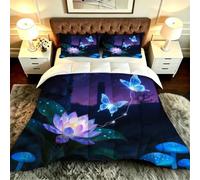 Dozrmey Piumino Una Piazza e Mezza, Farfalla Viola, DQ9543 | con 2 Federe, per Studenti Adulti, Non Stropicciante, 180x200 cm, per Camera da Letto Casa Vacanze, per Come Idea Regalo