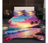 Dozrmey Set Completo Letto 150x200 cm | Vedute di Spiagge, Tessuto in Microfibra, Stampa 3D Fronte-retro, 2 Federe Coordinate, per Camera da Letto Design, Stile Unico e personale B180