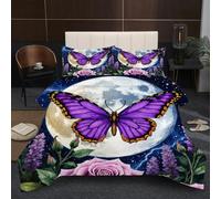 Dozrmey Set Completo Letto 220x240 2.4 kg | Farfalla Viola, Tessuto in Microfibra, con 2 Federe, Generoso e Caldo, per Coppie che Amano il Comfort, Qualità Premium e Duratura C309