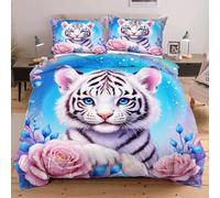 Dozrmey Set di Copriletto 3 Pezzi 220x240 Animale Tigre, 1 Copripiumino + 2 Federe 50x80, Lavabile in Macchina, Facile da Cura, Tessuto Soffice per Camere Principali Spaziose E194