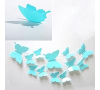 DP DESIGN® SET 12 FARFALLE ADESIVE CELESTE IN PVC EFFETTO 3D DA MURO PARETE ARMADIO SPECCHIO DECORAZIONE CASA