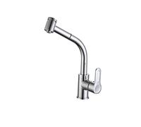 DP Grifería GC11082 Rubinetto monocomando Estraibile a Becco Alto per lavello, Argento