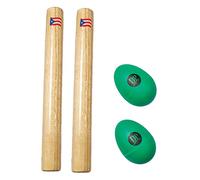 DP Music Set di strumenti musicali a percussione a mano - include: 1 paio di bacchette ritmiche da 20,3 cm in legno con bandiera di Porto Rico e 1 paio di scuotitori per uova