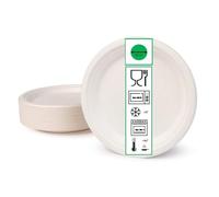 DPdantepellacani 50 Piatti Piani Tondi diametro 23 cm Piatto carta bianco bagassa biodegradabile rigido monouso in fibra vegetale feste compleanni picnic eventi sagre