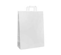 DPdantepellacani Shopper Carta Sacchetti di Carta con Manici Bianchi 32x45 cm 100 PZ Shopper Busta in Carta Kraft Bianca Borsa Ecologica per Negozi e Boutique