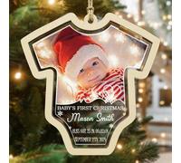 DPDP Palline di natale personalizzate, il primo Natale del bambino 2024 Ornamento personalizzato a forma di tutina, ornamento natalizio personalizzato con nome del bambino, data di nascita, peso