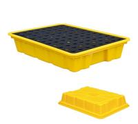 DPDZSW Piattaforma di Contenimento Sversamenti 1/2/4 Fusti,Vassoio per Pallet Modulare Impilabile per Fuoriuscite per Barili Tonnellata,Base in Polietilene a Prova Perdite,50 * 36 * 10cm