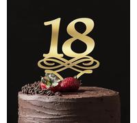 DPE - Cake topper COMPLEANNO personalizzabile con numeri in plexiglass oro specchiato. Decorazione per torte, feste, buon compleanno