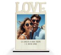 DPE - Targa Personalizzata su legno con scritta LOVE, Cornice foto con dedica, Decorazione Della Camera, Regali Festa della Mamma, del Papà, Nonni, San Valentino, Compleanno, anniversario