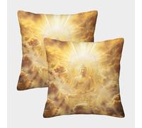 DPEOANEBN Statua di Buddha Decorativo Pillowcase Cerniera Invisibile Set di 2 Quadrati Cuscini per Cuscini del Divano del Divano 45x45cm