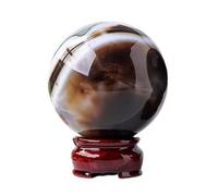 DPEPFTNBFY Black And White Striped Agate Crystal Ball with Wooden Stand Crystals Stone Ball for, Divination,Yoga, FengShui Decoration,75~80mm