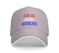DPgUfPV Cappello Ask Me About Medicare Gifts Berretto da baseball Uomo Cappello da cowboy Donna Cappello da camionista Cappello da sole Papà Cappello da pesca Nero, grigio, Taglia unica