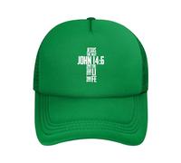DPgUfPV Christian Bible Verse Jesus The Way John 14:6 Trucker Hat Uomo Mesh Baseball Cap Cowboy Cappello Donna Papà Cap Nero, Verde, Taglia unica