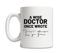 DPgUfPV Tazza da caffè con scritta "A Wise Doctor Once Wrote Doctor", regalo di laurea, per medici, chirurghi, studenti di medicina, colore bianco, 325 ml
