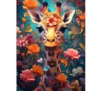 DPHERO 5D Giraffe Diamond Painting Kit per Adulti e Bambini, con Fiori Diamantati e Pittura con Diamanti 12x16 pollici