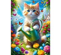 DPHERO DIY Cat Diamond Painting Kits for Adults,5D Flowers Diamond Art Kits for Beginners,Round Full Drill Kitten Diamond Painting Art,DIY Painting by Numbers Diamond Art Painting 12x16 inch