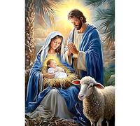 DPHERO DIY Newborn Diamond Painting Kits for Adults,5D Jesus Diamond Art Kits for Beginners,Round Full Drill Sheep Diamond Painting Art,DIY Painting by Numbers Diamond Art Painting 12x16 inch