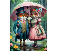 DPHERO DIY Owl Diamond Painting Kits for Adults,5D Lovers Diamond Art Kits for Beginners,Round Full Drill Fantasy Diamond Painting Art,DIY Painting by Numbers Flowers Diamond Art Painting 12x16 inch