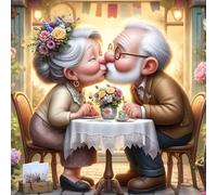 DPHERO Elderly Lovers Diamond Painting Kits for Beginners Adults,5D DIY Couple Diamond Art Kits,Round Full Drill Cartoon Gem Art Crafts,DIY Painting by Numbers for Home Wall Decor 12x12 inch